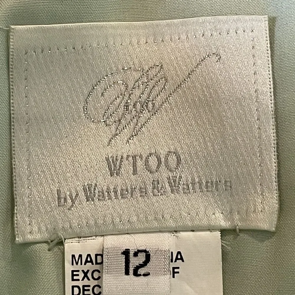WTOO by Watters & Watters Mini‎ Dress 12 Seamist Green Sleeveless Formal Wedding - Picture 4 of 10